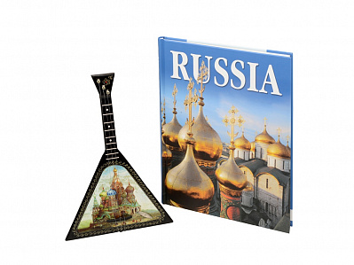 Подарочный набор Музыкальная Россия: балалайка, книга РОССИЯ (Синий)