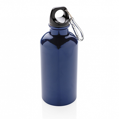 Спортивная алюминиевая бутылка с карабином (Синий;)