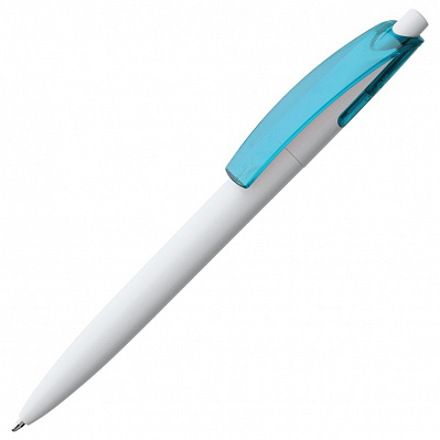 Ручка шариковая Bento, белая с голубым (Голубой)