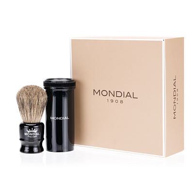 Помазок для бритья в путешествиях Mondial, пластик, ворс барсука, рукоять - черный цвет