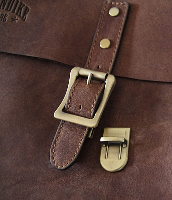 Сумка KLONDIKE «Bill», натуральная кожа в коричневом цвете, 40 х 32 х 7 см