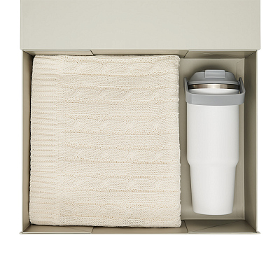 Подарочный набор Montana, белый (плед, термокружка)