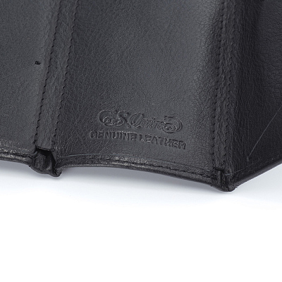 Кошелек S.Quire, натуральная кожа черная тисненая матовая 70*93*12 мм