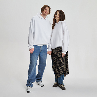 Худи оверсайз унисекс Фьюжн (Fusion), белый, размер XS/S