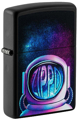 Зажигалка ZIPPO Astronaut с покрытием Black Matte, латунь/сталь, чёрная, матовая, 38x13x57 мм