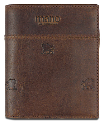 Бумажник Mano "Don Leon", натуральная кожа в коричневом цвете, 9,7 х 11,7 см (Коричневый)