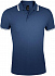 Рубашка поло мужская Pasadena Men 200 с контрастной отделкой, темно-синяя с белым - Фото 1