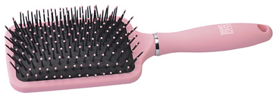 Щетка Dewal Beauty серия "Клубничная глазурь" массажная на подушке с пластиковым штифтом, квадратная (Розовый)