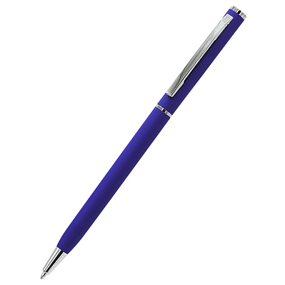 Ручка металлическая Tinny Soft софт-тач, синяя (Синий)