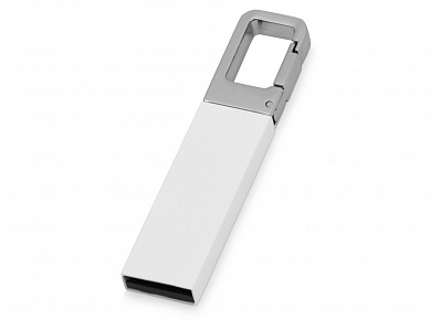 USB-флешка на 16 Гб Hook с карабином (Белый/серебристый)