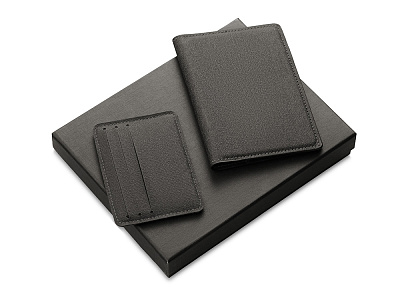 Подарочный набор Consul: обложка для паспорта и картхолдер (Серый)