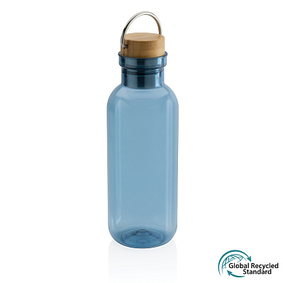 Бутылка для воды из rPET GRS с крышкой из бамбука FSC, 680 мл (Синий;)