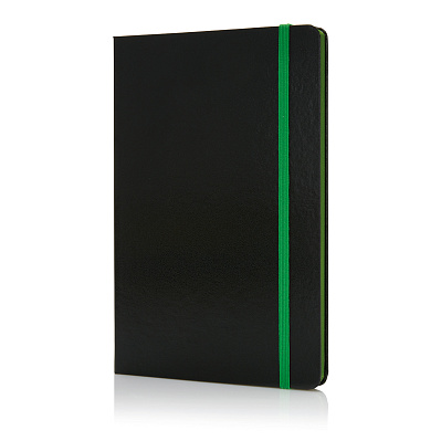Блокнот на резинке с цветным срезом, А5 (Зеленый; черный)