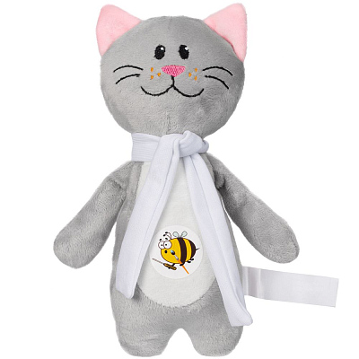 Мягкая игрушка Beastie Toys, котик с белым шарфом