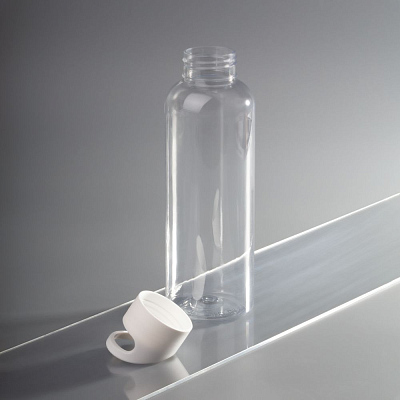 Бутылка для воды Plaske, прозрачная с белой крышкой