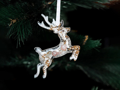 Набор елочных игрушек: Снегирь, Олень, Ель