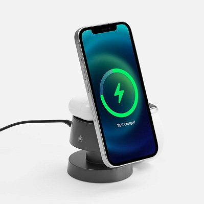 Станция беспроводной зарядки с подсветкой Lume, серая (Серый)