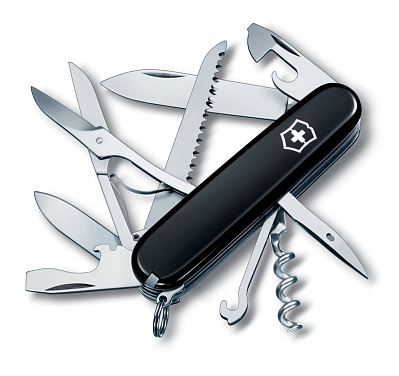 Нож перочинный VICTORINOX Huntsman, 91 мм, 15 функций, чёрный (Черный)