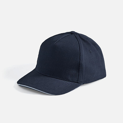 Бейсболка Long Beach, темно-синяя с белым (Тёмно-синий)