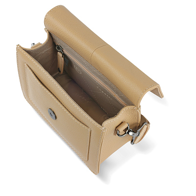 Сумка через плечо женская BUGATTI Elsa, песочного цвета, воловья кожа/полиэстер, 18,5х8,5х14,5 см