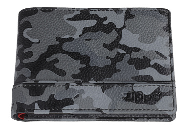 Портмоне ZIPPO, серо-чёрный камуфляж, натуральная кожа, 11,2×2×8,2 см (Серый)