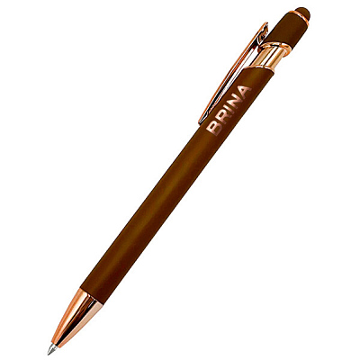 Ручка металлическая Brina софт-тач, бронза