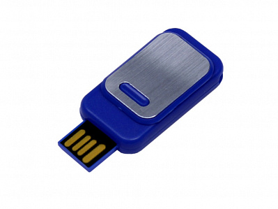 USB 2.0- флешка промо на 64 Гб прямоугольной формы, выдвижной механизм (Синий)