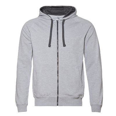 Толстовка мужская STAN с капюшоном на молнии футер без начёса 260, 61 (Серый меланж)