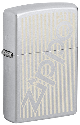 Зажигалка ZIPPO Logo с покрытием Satin Chrome, латунь/сталь, серебристая, матовая, 38x13x57 мм