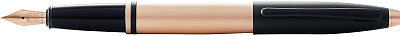 Перьевая ручка Cross Calais Brushed Rose Gold Plate and Black Lacquer, перо F (Золотистый)