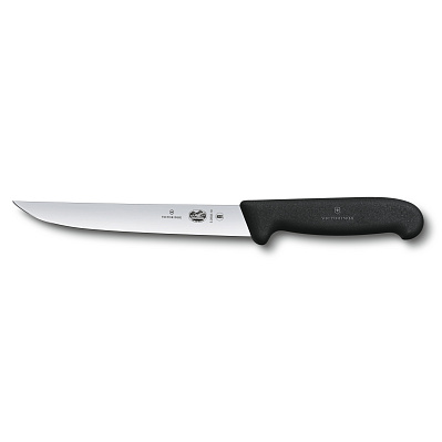 Нож разделочный VICTORINOX Fibrox с прямым узким лезвием 18 см, чёрный (Черный)