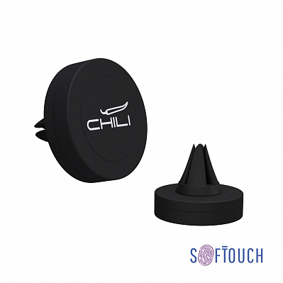 Автомобильный держатель для телефона "Allo", покрытие soft touch  (Черный)