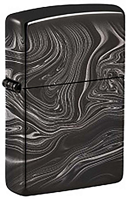 Зажигалка ZIPPO Marble Pattern с покрытием High Polish Black, латунь/сталь, чёрная, 38x13x57 мм