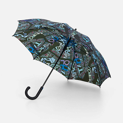 Зонт-трость Undercolor с полной запечаткой на заказ, с голубыми спицами (Голубой)