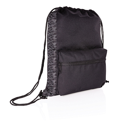 Светоотражающий рюкзак на шнурке из RPET AWARE™ (Черный;)