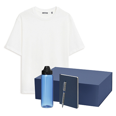 Набор с одеждой RUST NEO (футболка, бутылка, ежедневник, ручка), белый/синий, M/L (Синий, белый)