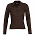 Рубашка поло женская с длинным рукавом Podium 210 шоколадно-коричневая - Фото 1