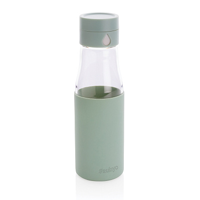 Стеклянная бутылка для воды Ukiyo с силиконовым держателем, 600 мл (Зеленый;)