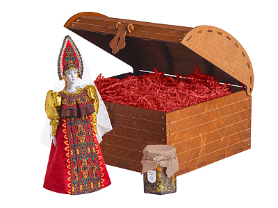 Подарочный набор: кукла фарфоровая, мёд с гецким орехом