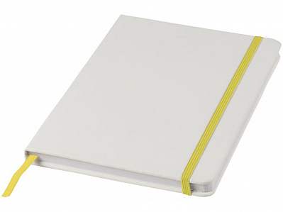 Блокнот А5 Spectrum с белой обложкой и цветной резинкой (Белый/желтый)