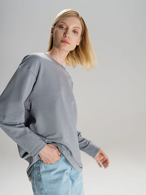 Футболка оверсайз с двойным рукавом Kosmos, черная (Серый)