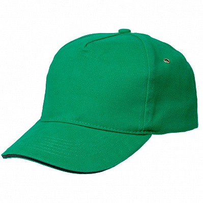 Бейсболка Unit Classic, ярко-зеленая с черным кантом (Зеленый)