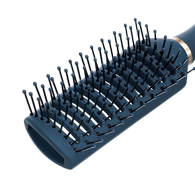 Щетка Dewal Beauty серия "Магия" продувная, прямоугольная, серо-синяя, 9 рядов