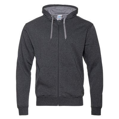 Толстовка мужская STAN с капюшоном на молнии футер с начёсом 280, 17 (Тёмный меланж)