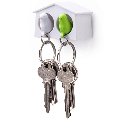 Держатель и брелок для ключей двойной Mini Duo Sparrow (Белый/зеленый)