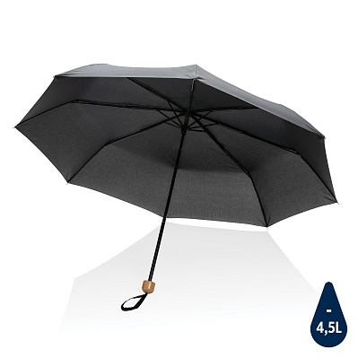 Компактный зонт Impact из RPET AWARE™ с бамбуковой рукояткой, d96 см  (Черный;)