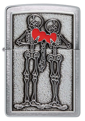 Зажигалка ZIPPO Couple Love с покрытием Brushed Chrome, латунь/сталь, серебристая, 36x13x57 мм