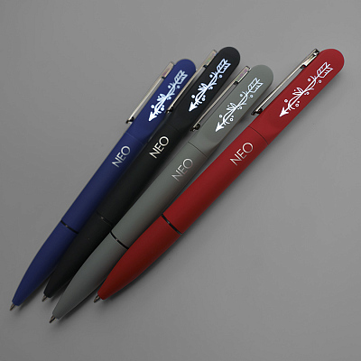 Ручка шариковая NEO с подсветкой после гравировки, soft touch