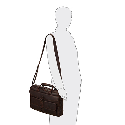 Сумка KLONDIKE DIGGER «Carl», натуральная кожа в темно-коричневом цвете, 42 x 30 x 9 см