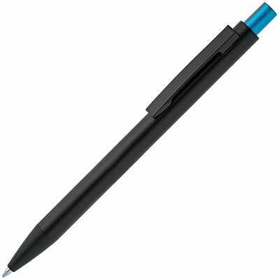 Ручка шариковая Chromatic, черная с голубым (Голубой)